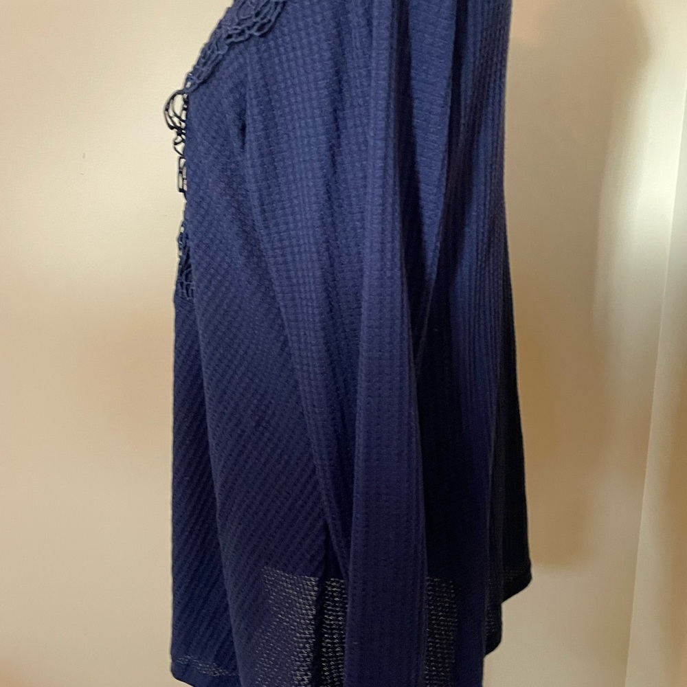 Ladys Navy Blue Sheilay Floral Waffle Knit Sweater Size XL - Picture 7 of 11